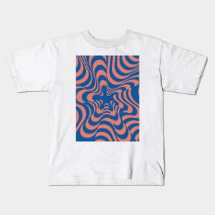 Abstract Groovy Retro Liquid Swirl in Blue Kids T-Shirt